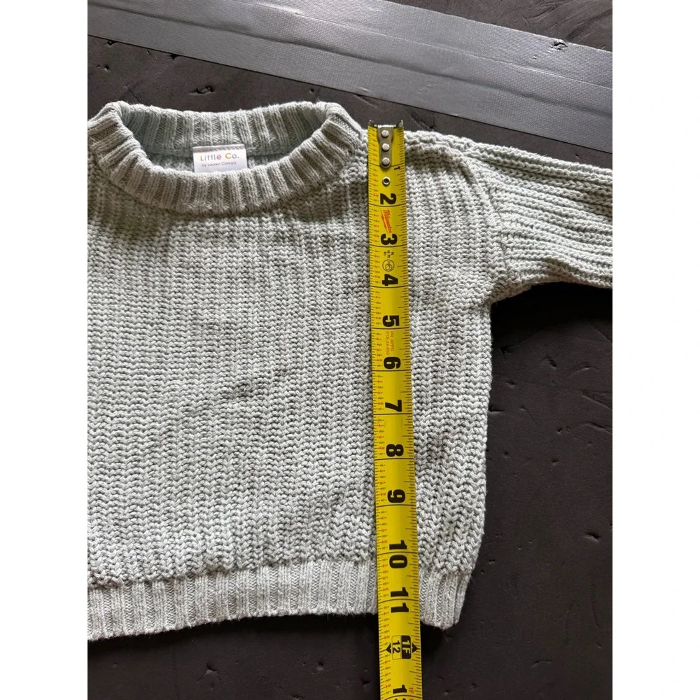 Little Co Seafoam Blue Green Organic Cotton Chunky Knit Unisex‎ Sweater 9M